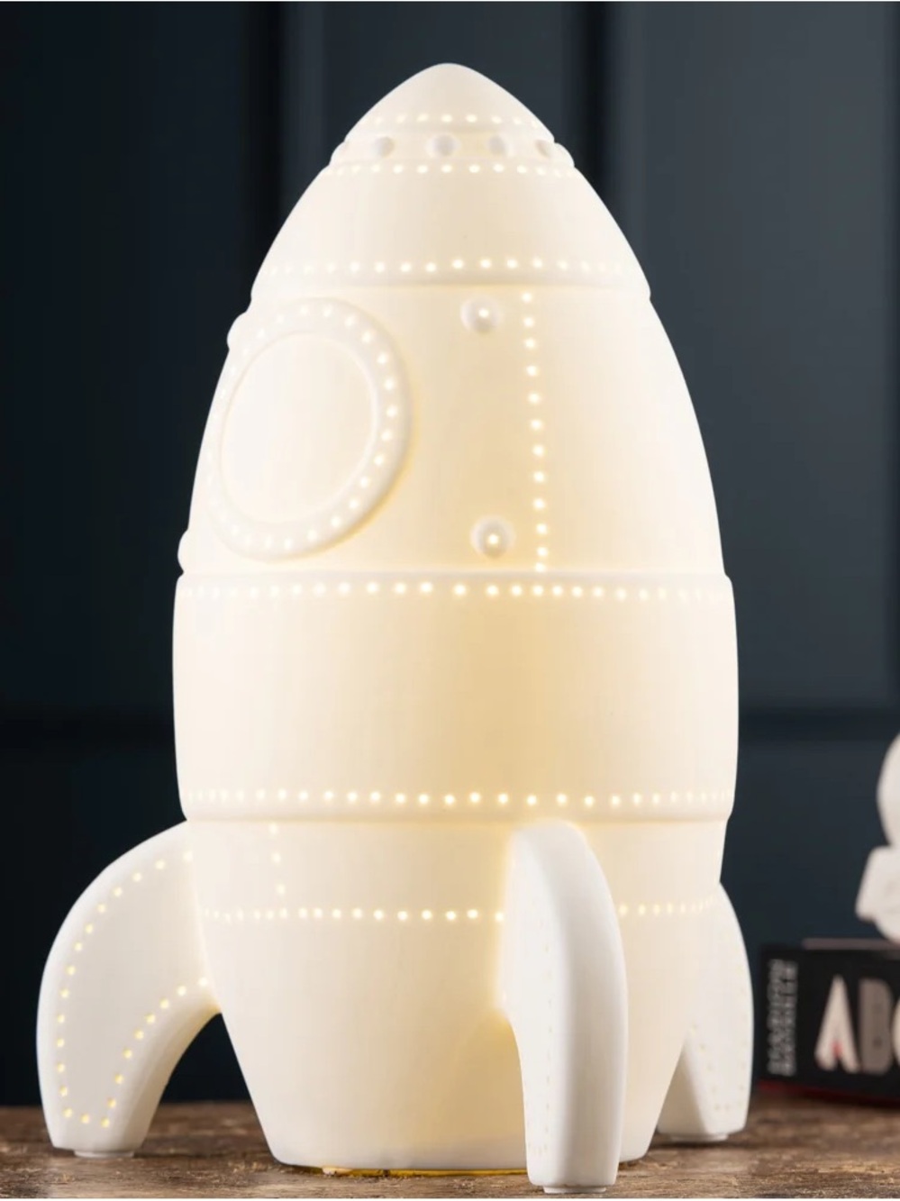 Belleek Living Rocket Luminaire White Porcelain Table Lamp Night Light